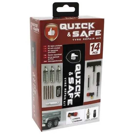 Kit de reparation pneu complet 14pcs avec co2 - QUICK&SA