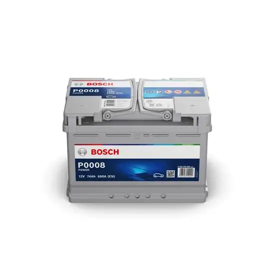 Bosch P0008 - Batterie auto - 74A/H 680A - technologie plomb-acide - Pour véhicules sans système Start&Stop