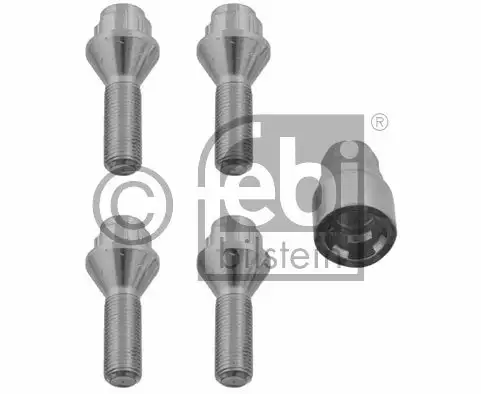 Jeu de 4 vis antivols de roue auto, coniques 12x1,25x30 Febi 27052