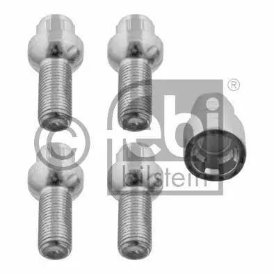 Jeu de 4 vis antivols de roue auto, sphériques 14x1,50x23 Febi 27056