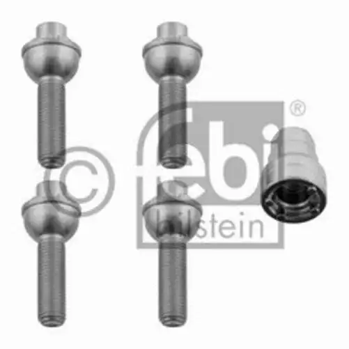 jeu de 4 écrous antivols de roue auto, sphériques 12x1,5x38 Febi 28452