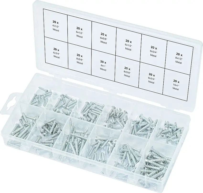 KSTOOLS - Assortiment de vis auto-taraudeuses métal et bois, 240 pcs - 970.0410