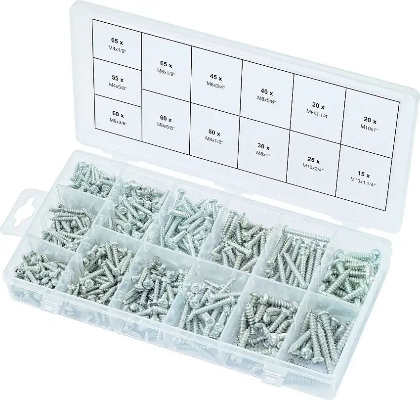 KSTOOLS - Assortiment de vis auto-taraudeuses à tête ronde, 550 pcs - 970.0420