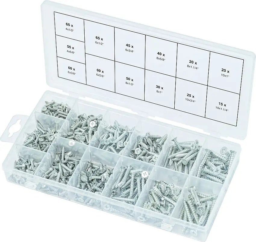 KSTOOLS - Assortiment de vis auto-taraudeuses bois, 550 pcs - 970.0430