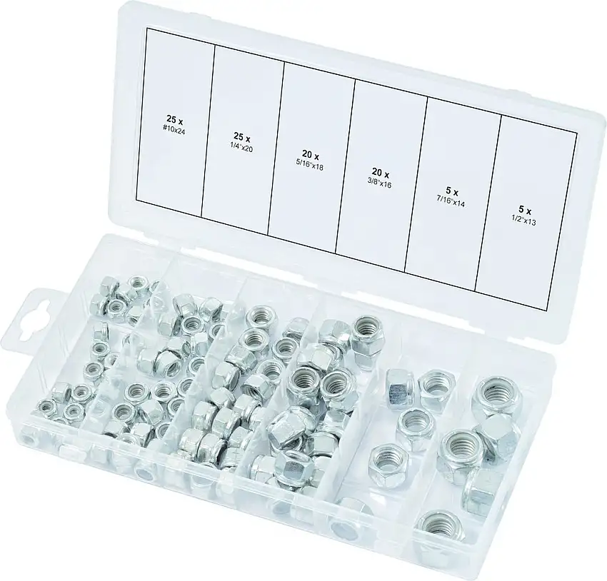 KSTOOLS - Assortiment d'écrous autoblocants UNC, 100 pcs - 970.0480