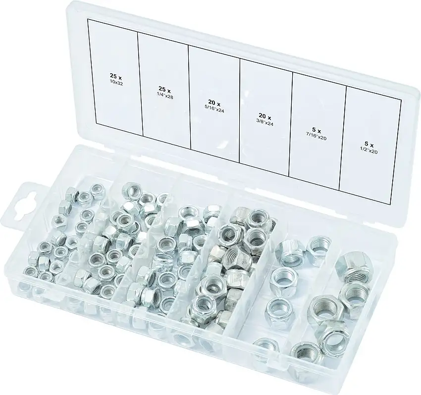 KSTOOLS - Assortiment d'écrous autoblocants UNF, 100 pcs - 970.0490