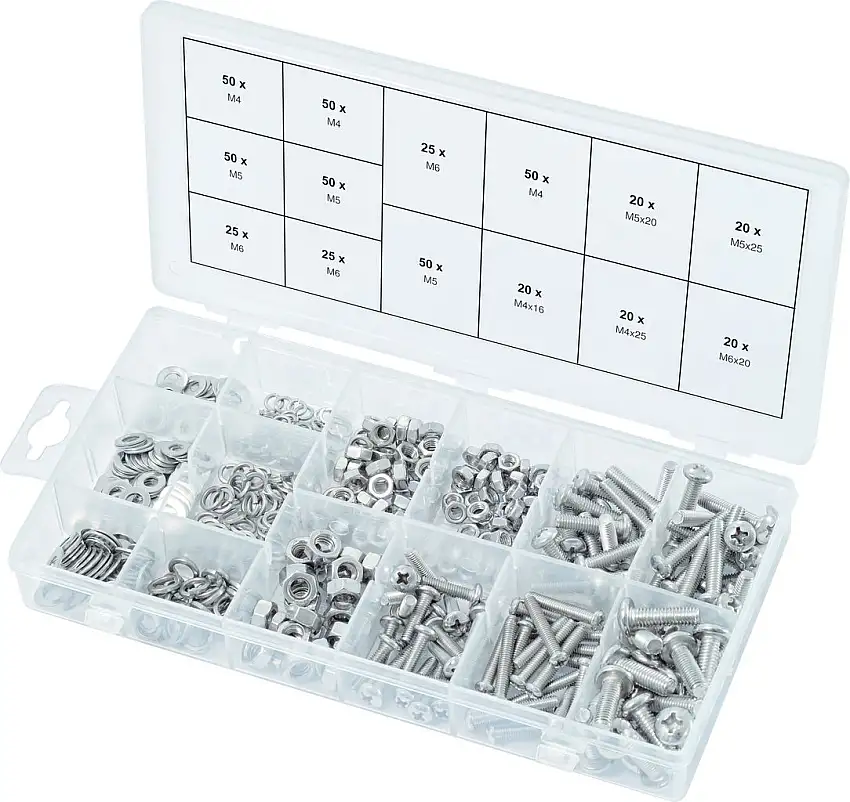 KSTOOLS - Assortiment de vis, rondelles et écrous en inox, 475 pcs - 970.0510