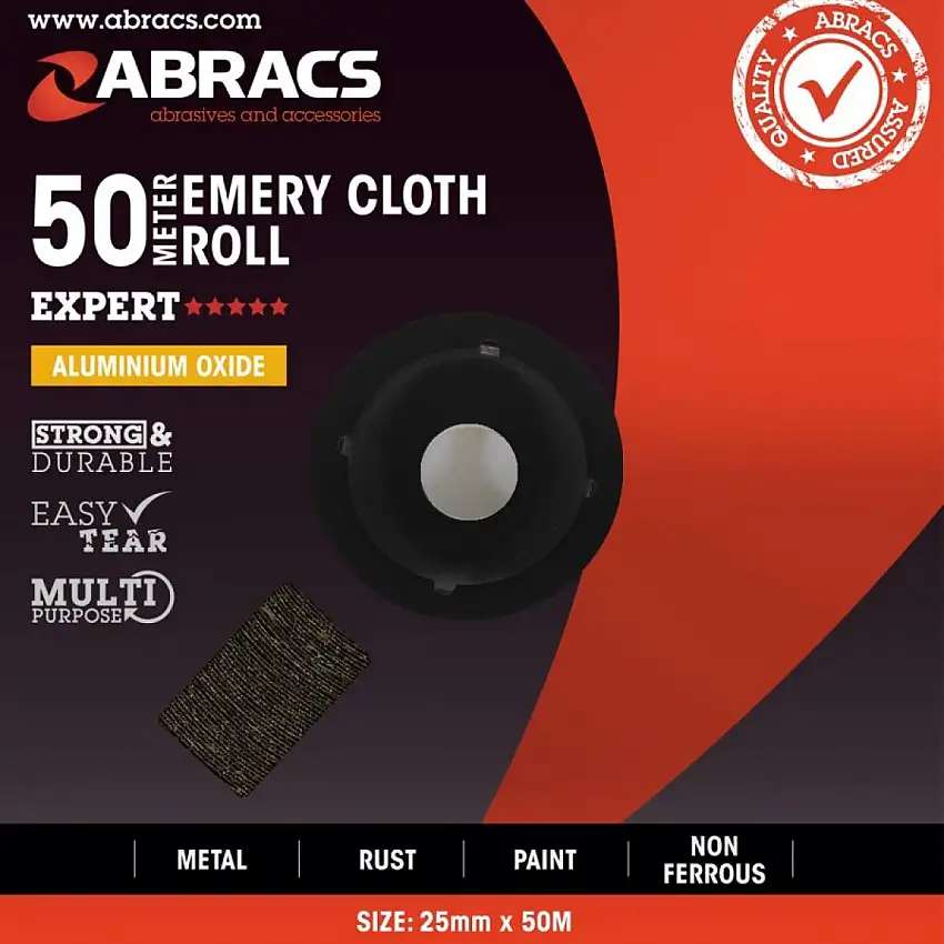 ABRACS TOILE ABRASIVE OXYDE D’ALUMINIUM 50MM X 50M K180