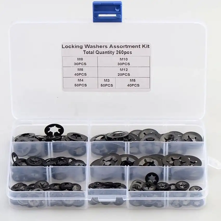 ASSORTIMENT DE BAGUES D'ARRêT STARLOCK AVEC ET SANS CAPUCHON INOX, 300 PIèCES