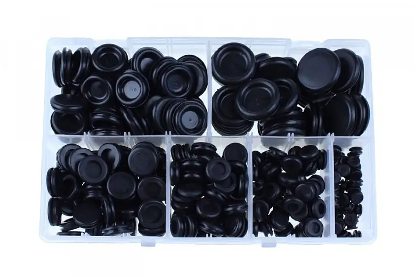 ASSORTIMENT DE PASSE-CâBLES FERMéS 280 PIèCES CAOUTCHOUC NOIR