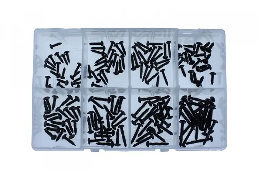 ASSORTIMENT DE VIS à TôLE NOIRES TêTE BOMBéE PHILIPSDRIVE PETIT 160 PIèCES