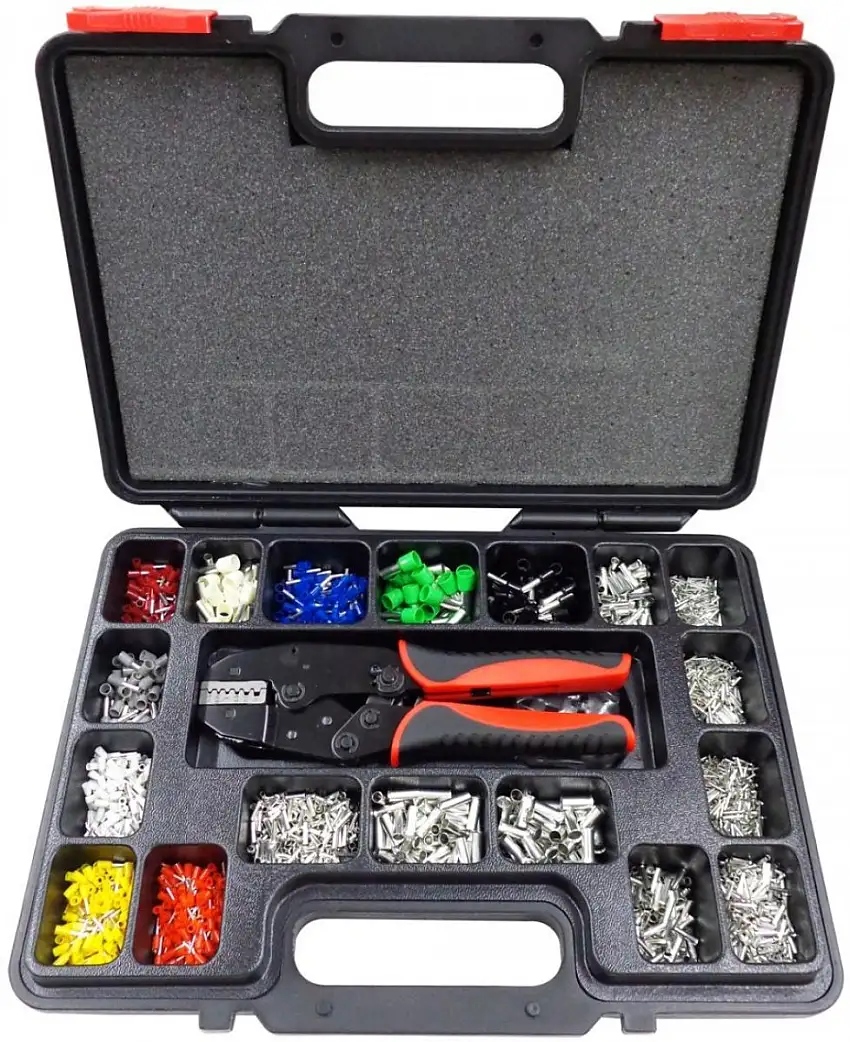 ASSORTIMENT PRO EMBOUTS DE CâBLE AVEC PINCE à SERTIR 8,7", 3710 PIèCES