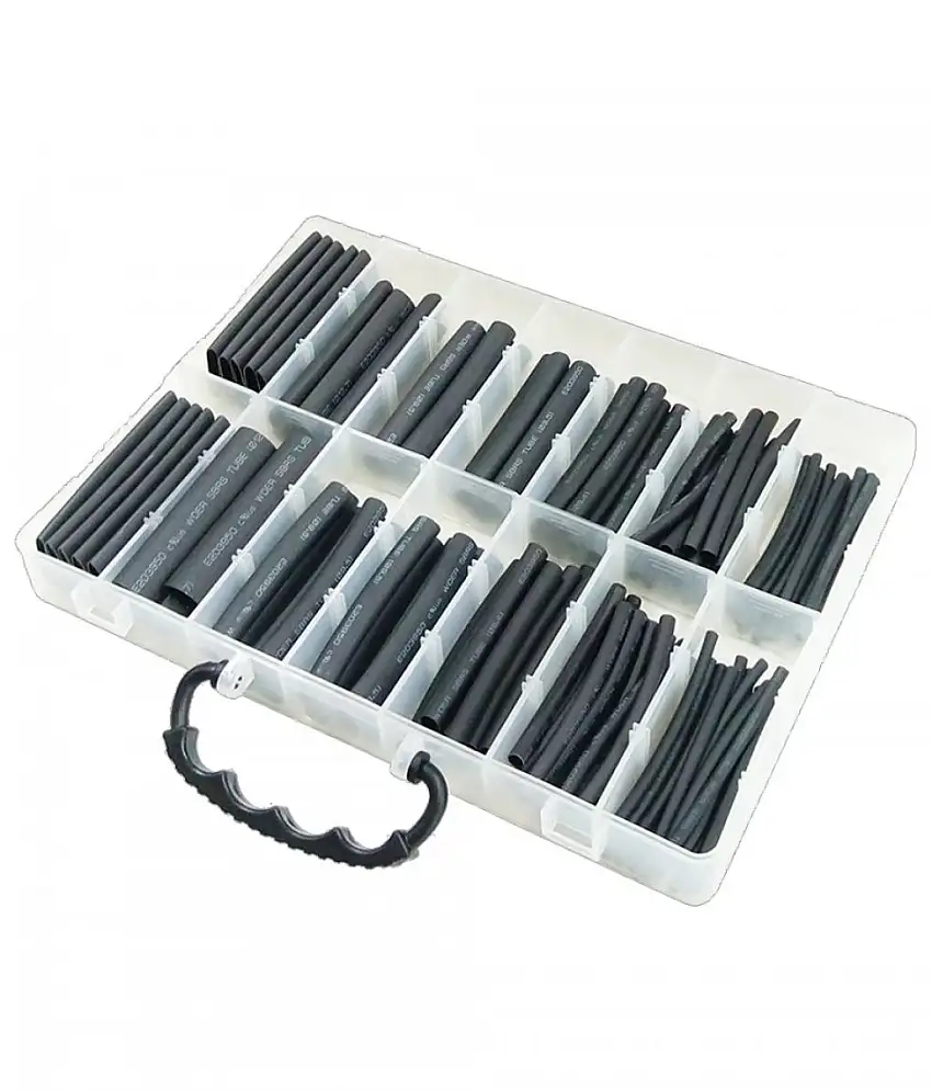 ASSORTIMENT PRO GAINE THERMORéTRACTABLE 3:1 NOIRE 120 PIèCES AVEC COUCHE ADHéSIVE