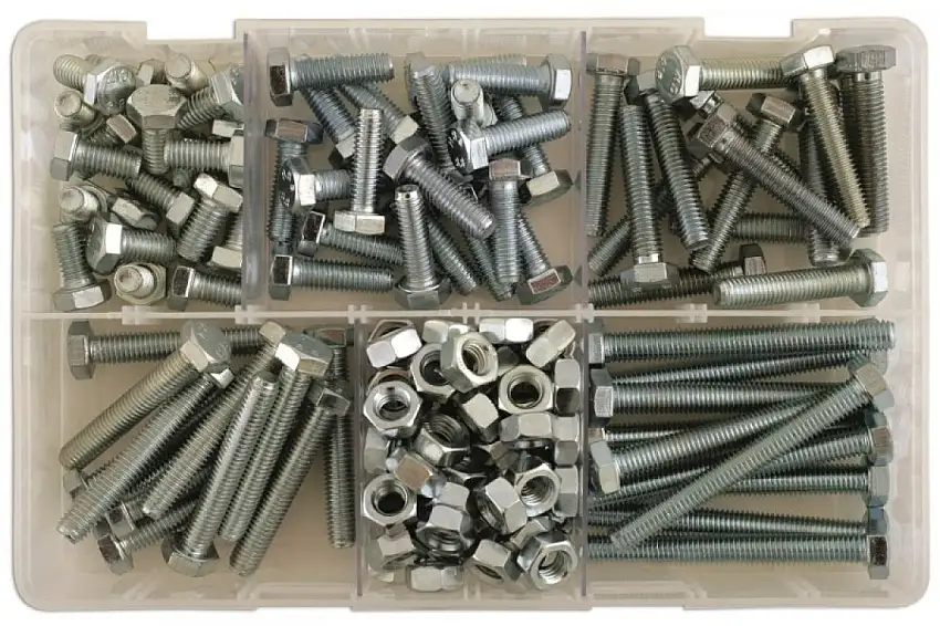 ASSORTIMENT DE BOULONS à TêTE HEXAGONALE ET éCROUS M8, 150 PIèCES