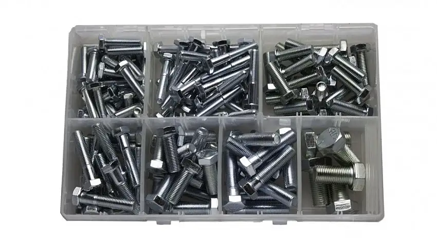 ASSORTIMENT DE BOULONS UNC 1/4 à 1/2 POUCE 65 PIèCES DIN 933 GRADE 5 ZINGUé
