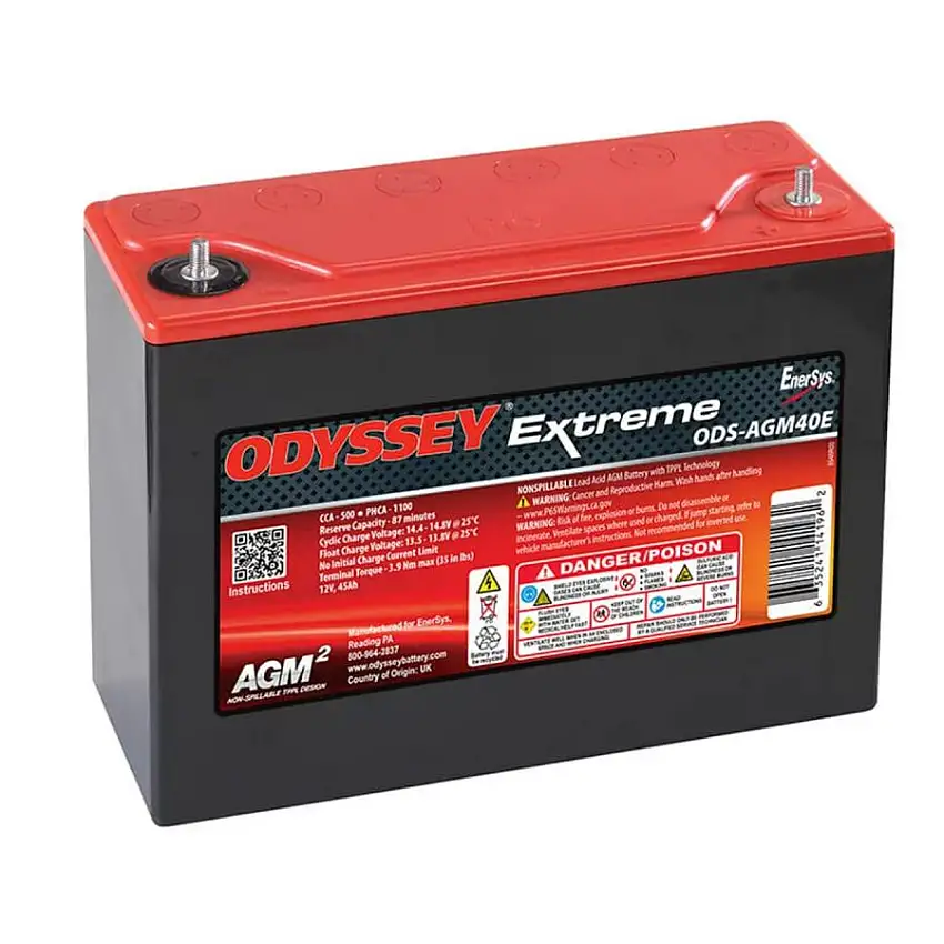 Batterie au plomb ODYSSEY PC1100 Extrême Racing 40 45 A/h démarrage 1100 A dimensions 250x97x206 mm