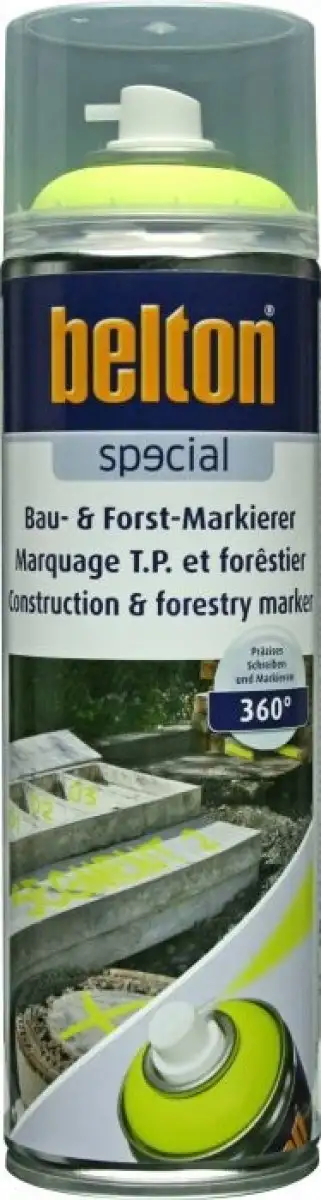 PEINTURE DE MARQUAGE BELTON JAUNE AéROSOL 500ML AVEC BUSE 360°