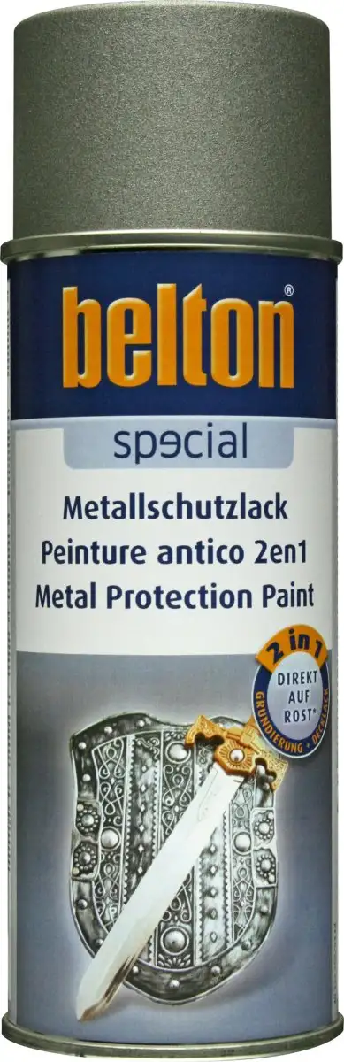 BELTON PEINTURE DE PROTECTION DES MéTAUX 2EN1 MéTALLIQUE GRIS ARGENT BRILLANT AéROSOL 400ML