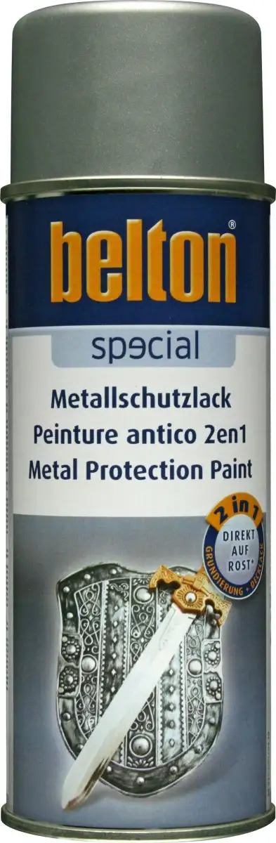 PEINTURE DE PROTECTION MéTAL BELTON 2-EN-1 ARGENT BRILLANT AéROSOL 400ML