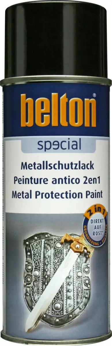 BELTON PEINTURE DE PROTECTION MéTAL 2-EN-1 NOIR BRILLANT AéROSOL 400ML