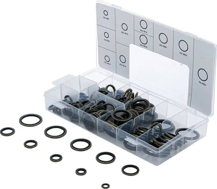 BGS TECHNIC ANNEAUX D'éTANCHéITé MULTISEAL 150 PIèCES POUR BOUCHONS DE VIDANGE D'HUILE