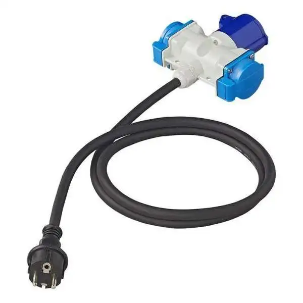 Câble adaptateur 150cm 3x2,5mm² fiche Schuko vers prise 1xCEE et 2xSchuko