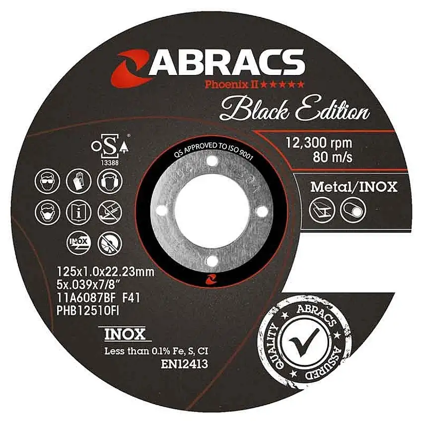 DISQUE à TRONçONNER ABRACS BLACK EDITION 230X1,8X22,2 MM POUR ACIER ET INOX