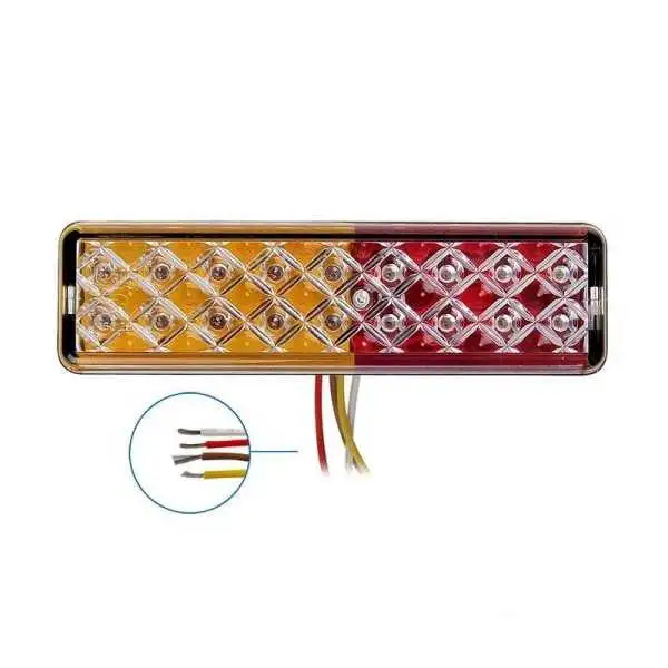 Feu arrière 12 24V 3 fonctions 135x38mm LED avec support noir