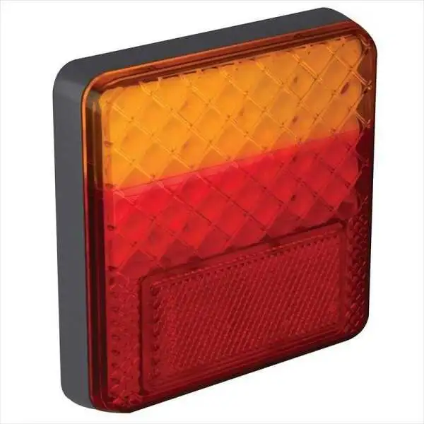 Feu arrière 12 24V fonctions 100x100mm LED