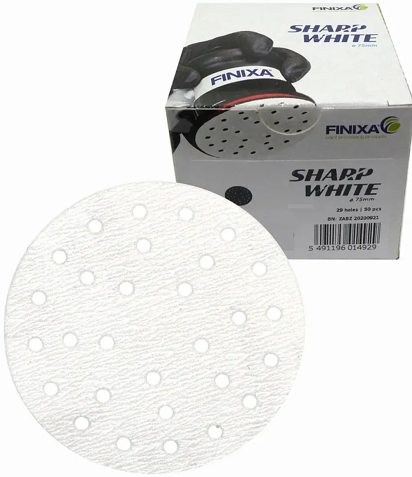 DISQUES ABRASIFS FINIXA SHARP WHITE MULTIHOLE Ø75MM P240 50 PIèCES
