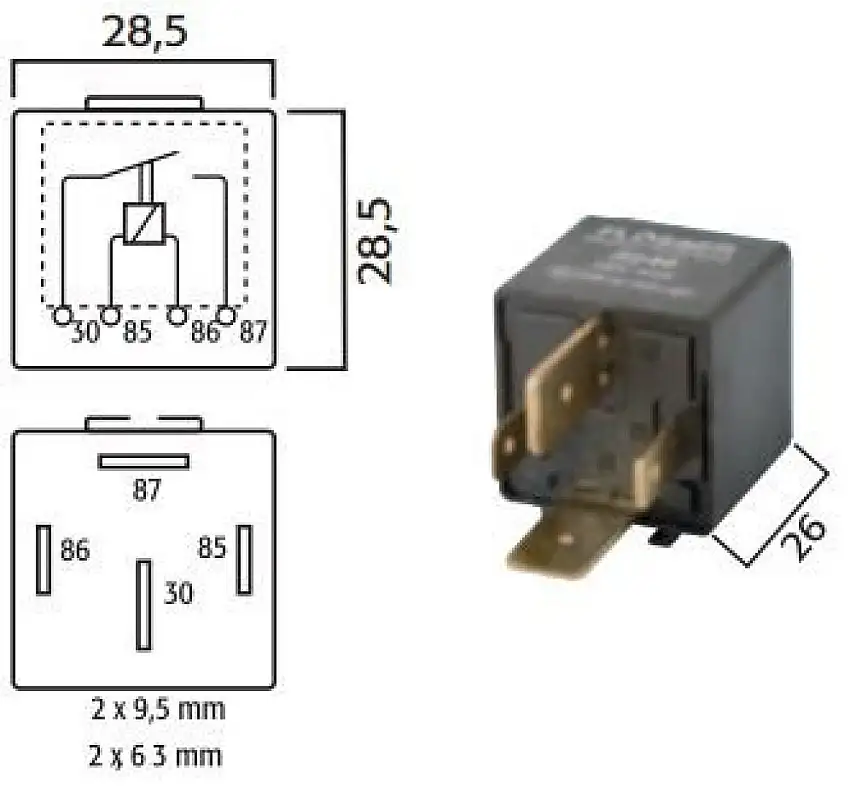 RELAIS DE PUISSANCE 12V 40A AVEC FIXATION MéTALLIQUE