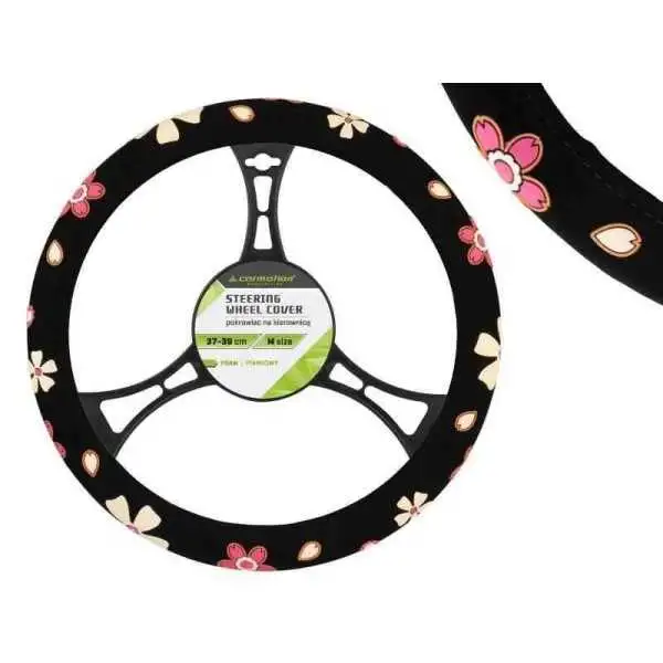 Housse de volant en mousse noire  M  37-39 cm avec un motif de fleurs