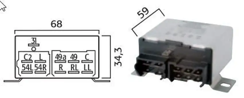 RELAIS DE CLIGNOTANT 11 BROCHES 12V/24V POUR VOITURES