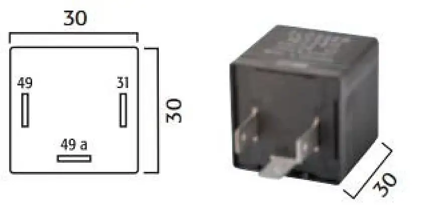 RELAIS DE CLIGNOTANT 12V 2/4X21W 3 BROCHES AVEC FIXATION MéTALLIQUE