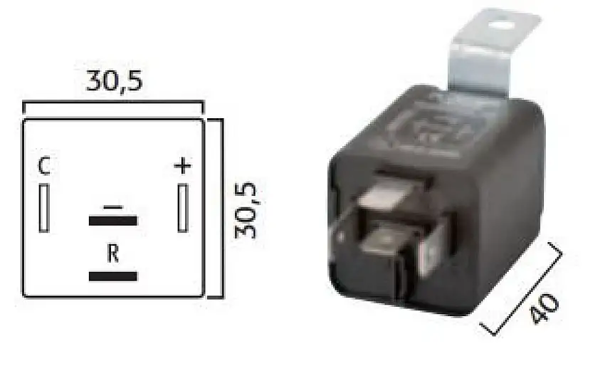 RELAIS DE CLIGNOTANT 12V 2/4X21W SAE STANDARD 4 BROCHES