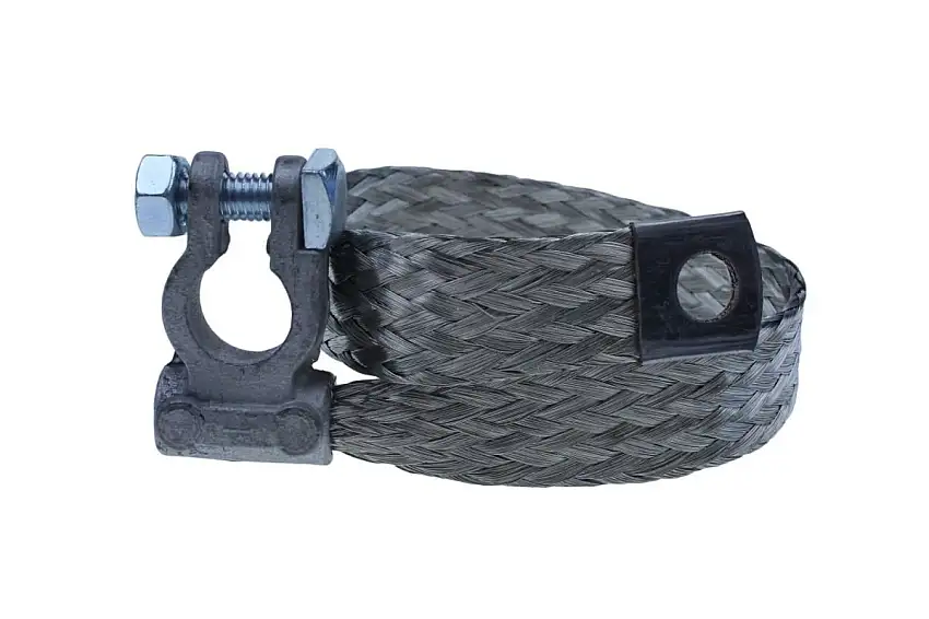 BARRE DE MASSE CUIVRE éTAMé 40CM M10 AVEC PINCE POUR UNE CONDUCTIVITé OPTIMALE