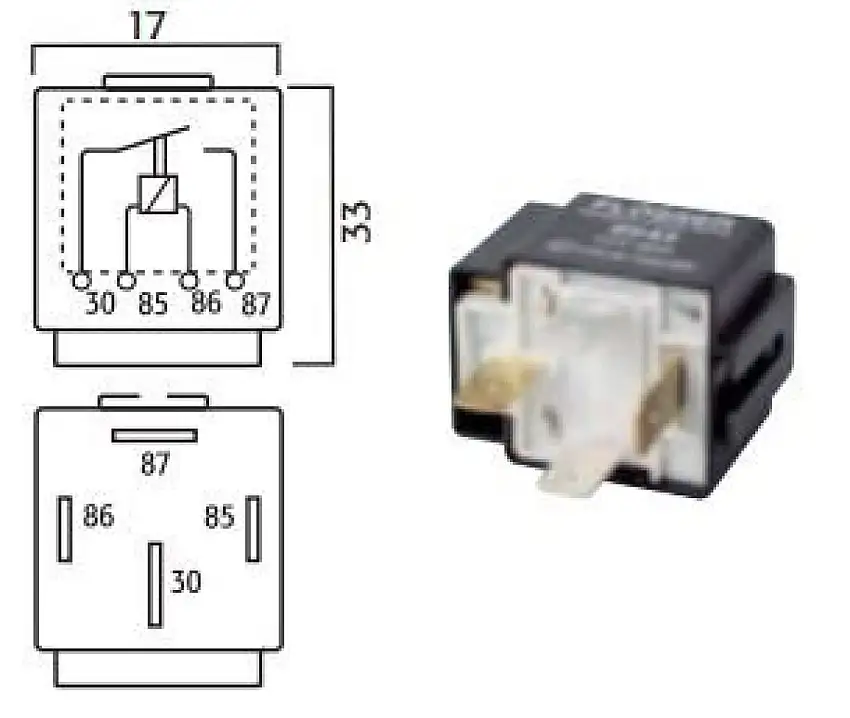 RELAIS DE CONTACT MINI 24V 20A AVEC FUSIBLE 4 BROCHES
