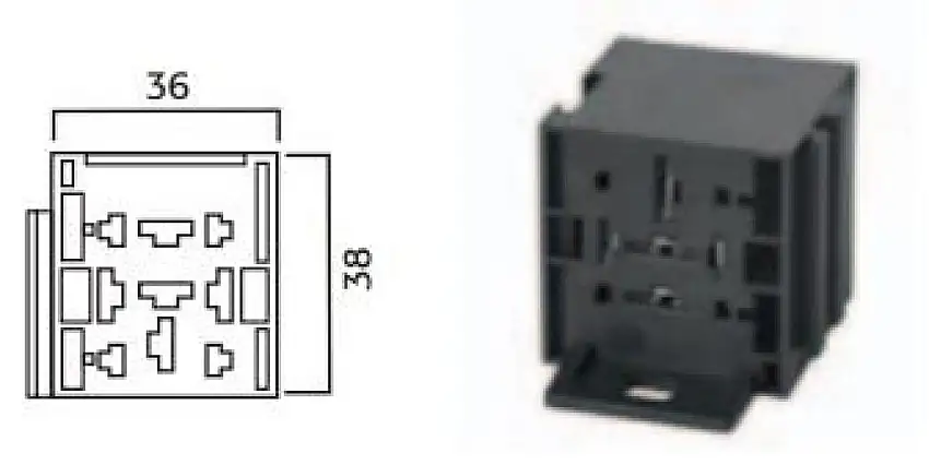 SUPPORT DE RELAIS à 9 BROCHES AVEC 2 CONNEXIONS DE 9,5 MM