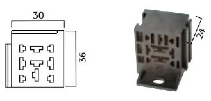 SOCLE DE RELAIS 9 BROCHES AVEC TERMINAUX INCLUS POUR APPLICATIONS AUTOMOBILES