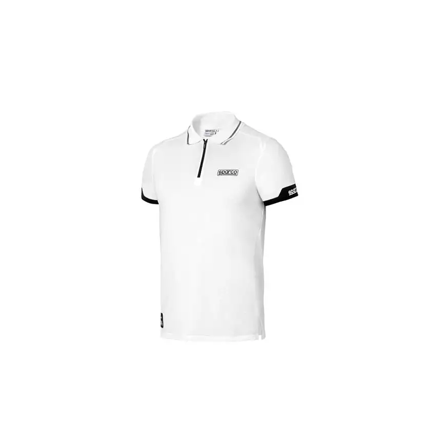 Polo Col Zippé SPARCO Blanc 2024