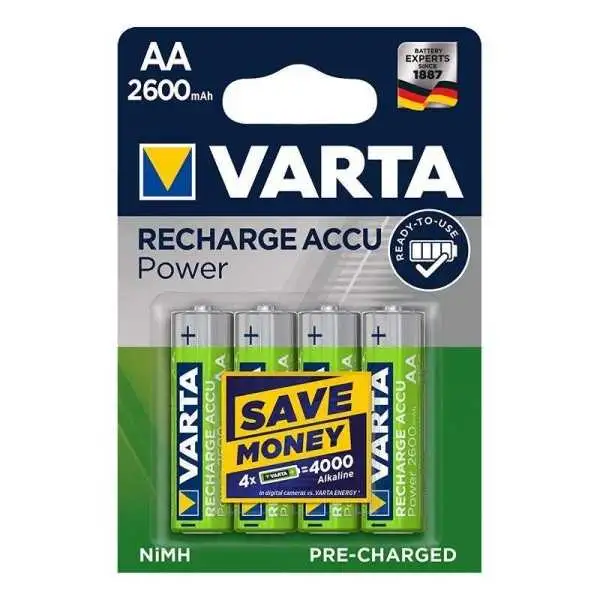 Varta Recharge Accu Power piles AA 2600 mAh 4 pièces dans blister
