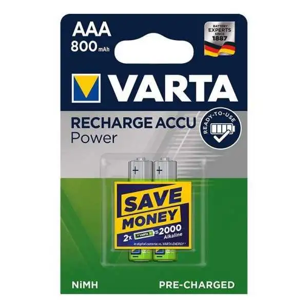 Varta Recharge Accu Power piles AAA 800 mAh 2 pièces dans blister (DECT téléphone)