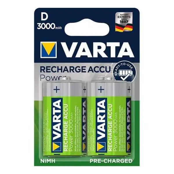 Varta Recharge Accu Power piles D 3000 mAh 2 pièces dans blister