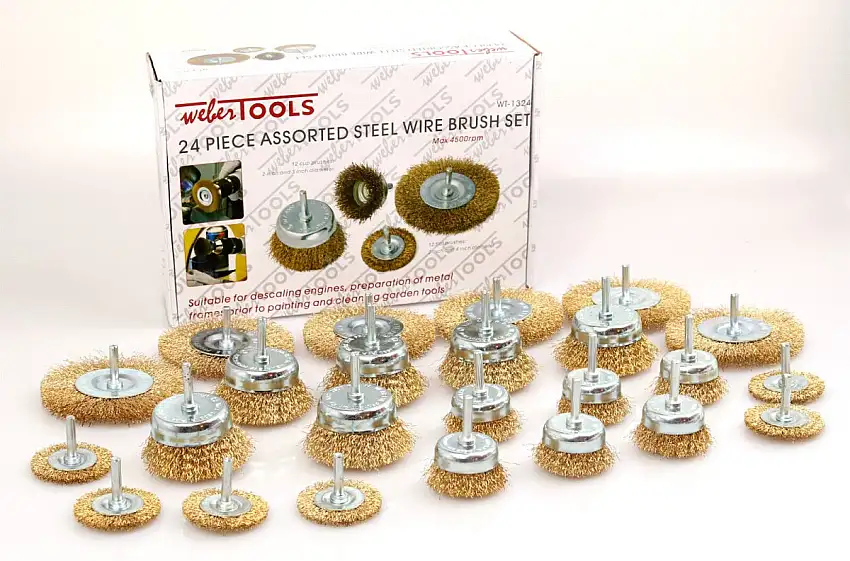 WEBER TOOLS SET DE BROSSES MéTALLIQUES 24 PIèCES POUR PERCEUSE