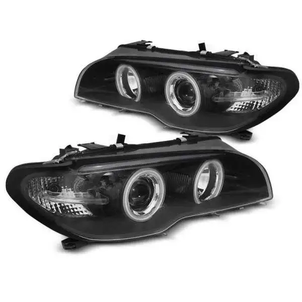 XENON CCFL PHARES ANGEL EYES NOIR convient BMW E46 COUPE CABRIO 04,03 à 06