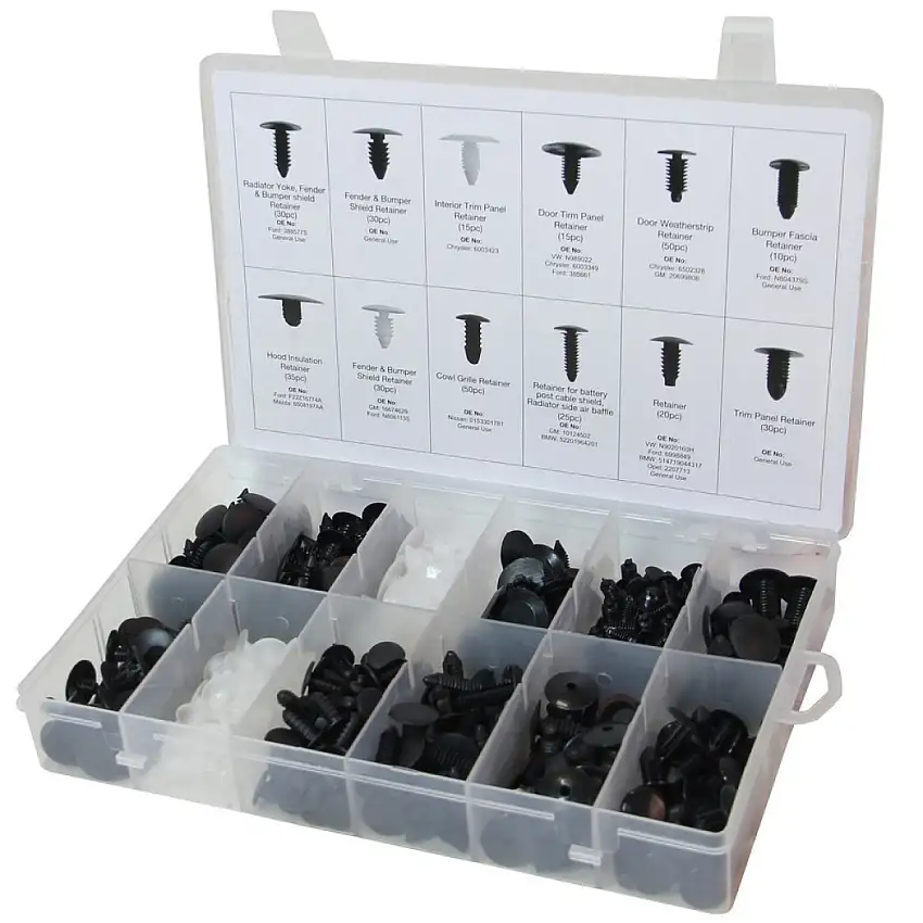XPTOOLS ASSORTIMENT DE CHEVILLES DE FIXATION 340 PIèCES POUR DIFFéRENTES MARQUES AUTOMOBILES